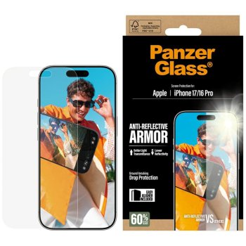 Антибликовое закалённое стекло PanzerGlass Armor EasyAligner для iPhone 17 / 16 Pro