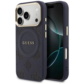 Guess Peony Hot Stamp MagSafe Phone Case Cover iPhone 17 Pro - Blue