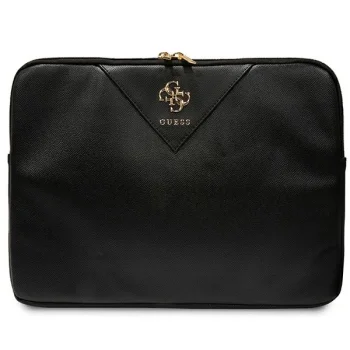 Guess ZIP Leather Triangle klēpjdatora futrālis 16", melns