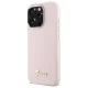 Чехол Guess Silicone Script Metal Logo & Frame для iPhone 16 Pro, розовый