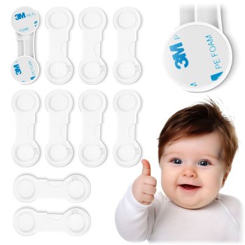Bērnu drošības slēdzenes skapjiem Ricokids 798300 10 gab, baltas