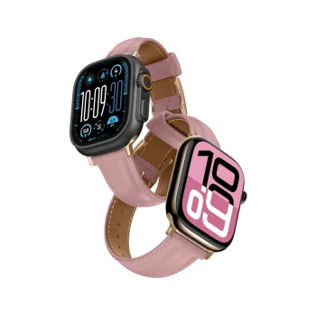Кожаный ремешок AmazingThing Class Band для Apple Watch 45 / 46 / 49 мм, розовый