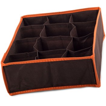 Drawer Organizer for Underwear and Socks with 12 Compartments, Brown