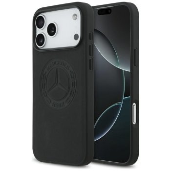 Mercedes iPhone 17 Pro Max vāciņš Leather Vintage Logo MagSafe, melns