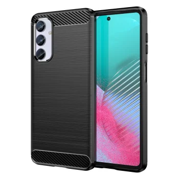 Elastīgs vāciņš Samsung Galaxy M54 ar oglekļa šķiedras rakstu, melns
