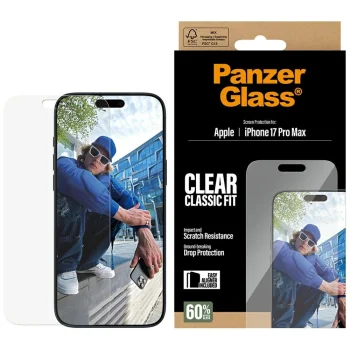 PanzerGlass Classic Fit EasyAligner rūdītais aizsargstikls iPhone 17 Pro Max | Tempered Glass Screen Protector
