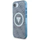 Guess IML Metal Glitter 4G Circle Triangle MagSafe vāciņš iPhone 16e, zils