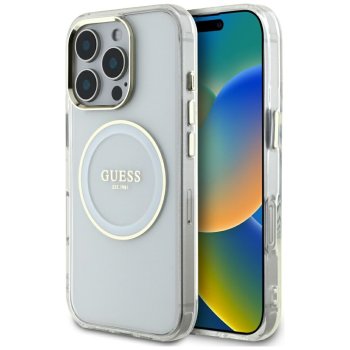 Guess iPhone 16 Pro Max vāciņš IML Metal Colored Circle MagSafe, balts