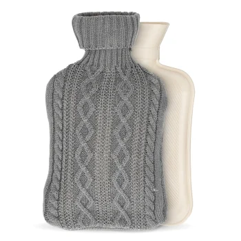 4FIZJO gumijas termofors adītā pārvalkā, 2 l, tumši pelēks