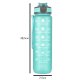 Motivational Water Bottle with Time Marker Reminder Tracker Leak-proof BPA Free, 1L, Green
