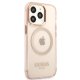 Чехол Guess Gold Outline Translucent MagSafe для iPhone 13 / 13 Pro, розовый