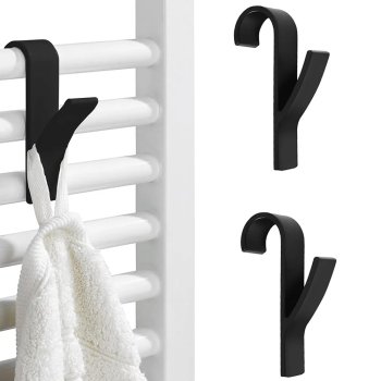 Vannas istabas radiatora āķis, dvieļu pakaramais melns, 2 gb. | Bathroom Radiator Hook