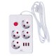 Maclean MCE392 W Pagarinātājs, 4 ligzdas, 3x USB, 2500W, 1.5m, Balts