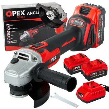 Аккумуляторная угловая шлифмашина OPEX TOOLS OPX28010, 125мм, 21V, 2x 3.0Ah