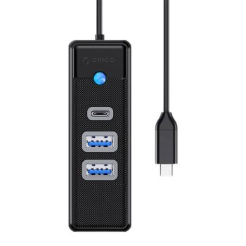 USB-C хаб Orico на 2x USB 3.0 + USB-C, 5 Гбит/с, 0.15м, черный