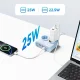 Удлинитель Orico PDC25 25W 6в1 2x AC + 2x USB-A + 2x USB-C, синий