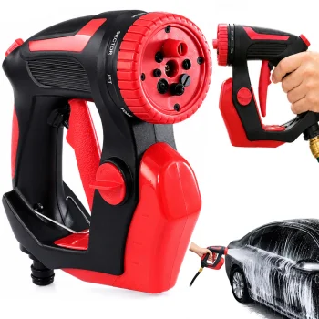 Auto mazgāšanas pistole ar mazgāšanas līdzekļa tvertni 200 ml, 8 režīmi, sarkana