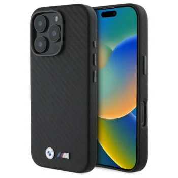 BMW BMHCP16X23PUFWC iPhone 16 Pro Max 6,9" melns/ melns cietais futrālis ar oglekļa pārklājumu, metāls |...