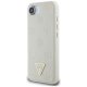 Guess Grained Hot Stamp Peony Triangle Logo MagSafe vāciņš iPhone 16e bēšs