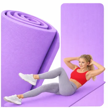 Толстый коврик для йоги фитнеса и пилатеса 170x60 см 1 см, фиолетовый