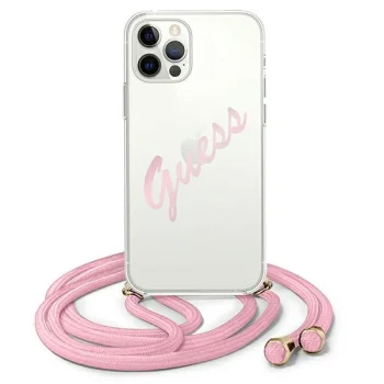 Guess iPhone 12 / 12 Pro vāciņš Script Vintage, rozā