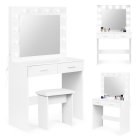 Modern Vanity Table with Mirror and 12 LED Lights ModernHome