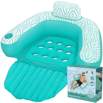 Надувное кресло для плавания Bestway Comfort Plush Pro, 145x120 см, синий/белый