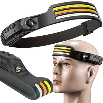 Аккумуляторный налобный фонарь LED с датчиком движения и 3...