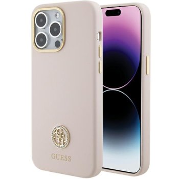 Guess iPhone 15 Pro Max Case Silicone Logo Strass 4G, Pink