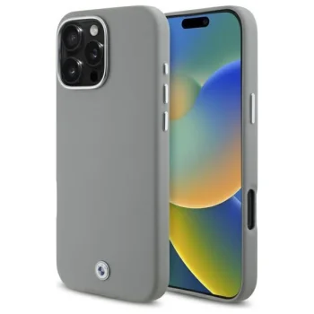 Чехол BMW для iPhone 16 Pro Max Sign Full Wrapped Metal MagSafe, серый