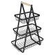 3-Tier Fruit Basket for Kitchen Counter, Metal Vegetable Stand, Black