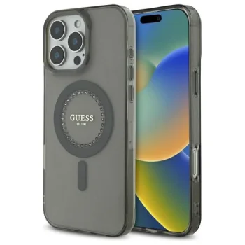 Чехол Guess для iPhone 16 Pro Max IML Rhinestones MagSafe, черный