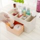 Cosmetic and Jewelry Organizer with Drawer, Cream/Pink