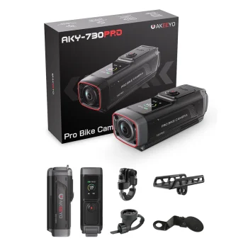 AKEEYO 730Pro 4K video reģistrators un sporta kamera velosipēdiem un motocikliem, melna