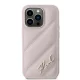 Karl Lagerfeld iPhone 14 Pro Max vāciņš Diagonal Quilted Script, rozā