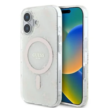 Guess iPhone 16 Plus vāciņš IML 4G Background MagSafe, balts