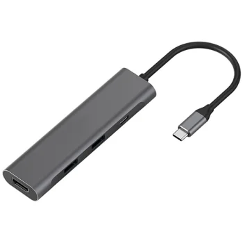 Адаптер Extra Digital USB-C на 2x USB 3.0, HDMI, USB-C PD, серый