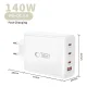 Сетевое зарядное устройство Tech-Protect NC140W-GAN 140W, 4 порта, белое