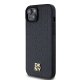 Dkny iPhone 15 / 14 / 13 vāciņš Leather Pattern Metal Logo MagSafe, melns
