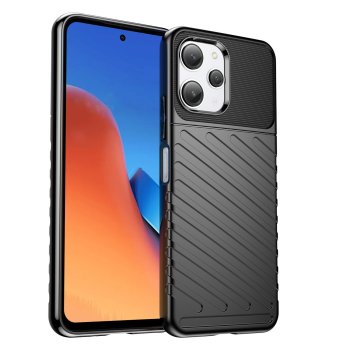 Xiaomi Redmi 12 / Poco M6 Pro 5G Thunder Series TPU Mobile Phone Cover Case, Black | Чехол Кейс Кабура...