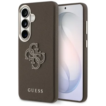 Guess Grained Big 4G Metal Logo vāciņš Samsung Galaxy S26+, brūns