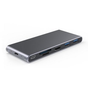 Aдаптер Usb-C - Hdmi, 2X Usb 3.0, Sd, Tf, Pd60W + M.2 Ngff Ssd Case