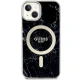 Guess iPhone 14 vāciņš Marble MagSafe, melns