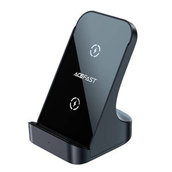 Qi indukcijas lādētājs ar statīvu Acefast 15W E14 (pelēks) | induction charger with stand (gray)
