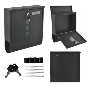 Почтовый ящик с газетницей из оцинкованной стали ModernHome, антрацит