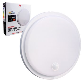 Maclean MCE525 W LED fasādes lampa ar kustības sensoru, 10W, IP65, balta