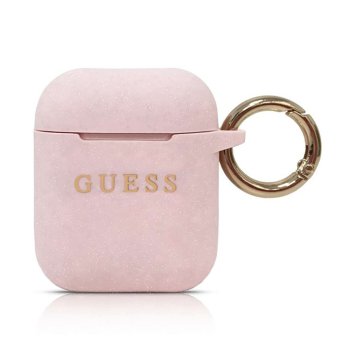Guess AirPods maciņš Silicone Glitter, gaiši rozā