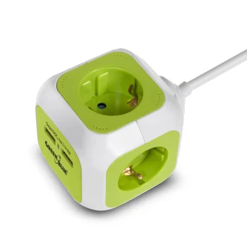 Greenblue MagicCube sadalītājs ar 4 ligzdām un 2 USB portiem (1.4m), vācu spraudnis