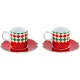 Bialetti Tricolore espresso tasīšu komplekts ar apakštasītēm, 2 gab., 80 ml