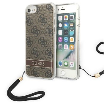 Чехол Guess для iPhone SE 2022 / 2020 / 7 / 8 4G Print Strap Коричневый
